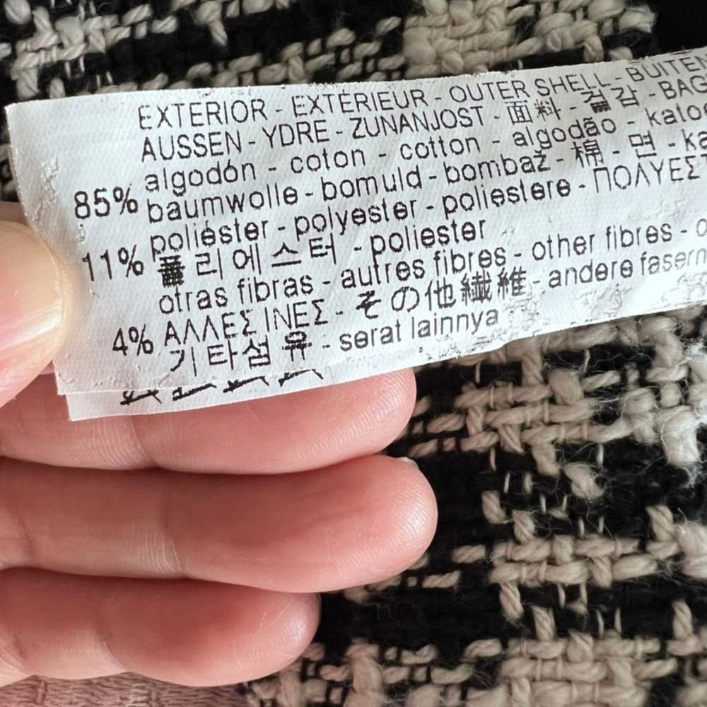 Zara Basic Collection Black White Plaid Tweed Fri… - image 8